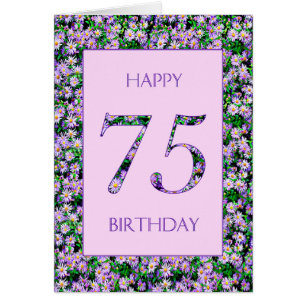 75th Birthday Purple Daisies Cards