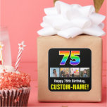 [ Thumbnail: 75th Birthday: Rainbow “75”; Custom Photos & Name Sticker ]
