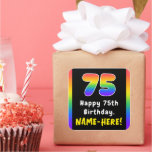 [ Thumbnail: 75th Birthday: Rainbow Spectrum # 75, Custom Name Sticker ]