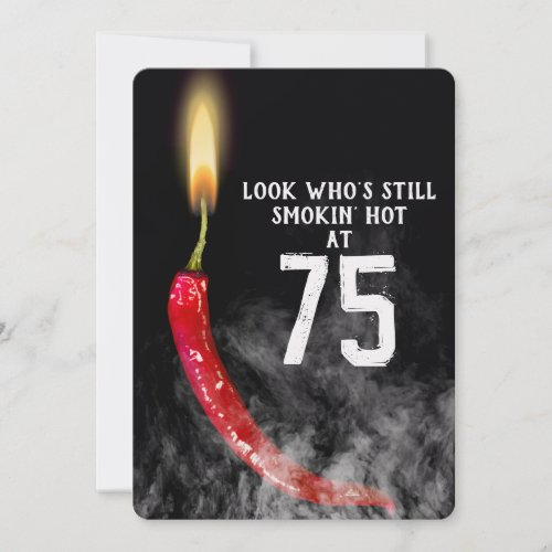 75th Birthday Red Hot Pepper Candle   Invitation