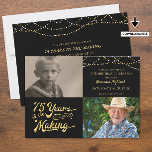 75th Birthday Retro 75 YEARS IN MAKING Lights Invitation