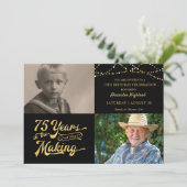 75th Birthday Retro 75 YEARS IN MAKING Lights Invitation (Standing Front)