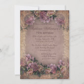 75th Birthday Romantic Vintage Roses and Lace Invitation (Back)