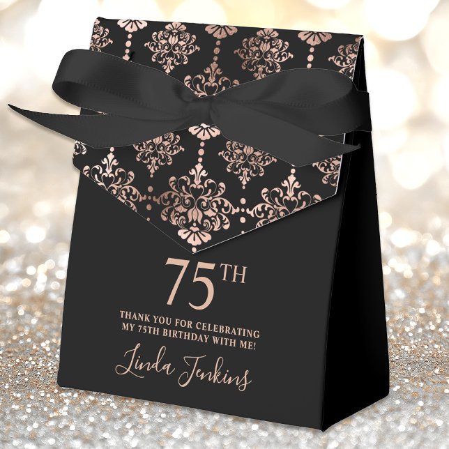 75th Birthday Rose Gold Elegant Thank You  Favor Boxes (Creator Uploaded)