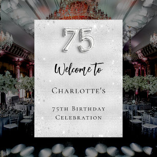 75th birthday silver welcome poster
