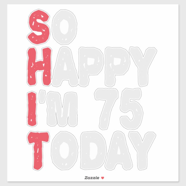 75th Birthday So Happy I'm 75 Today Funny Gift Sticker (Sheet)