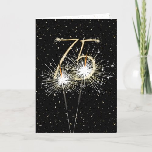 75th Birthday Sparkler on black Card