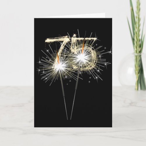 75th Birthday Sparklers on Black Card