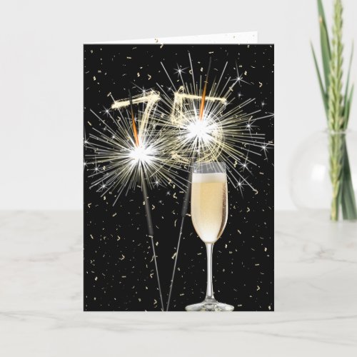 75th Birthday Sparklers With White Wine Card