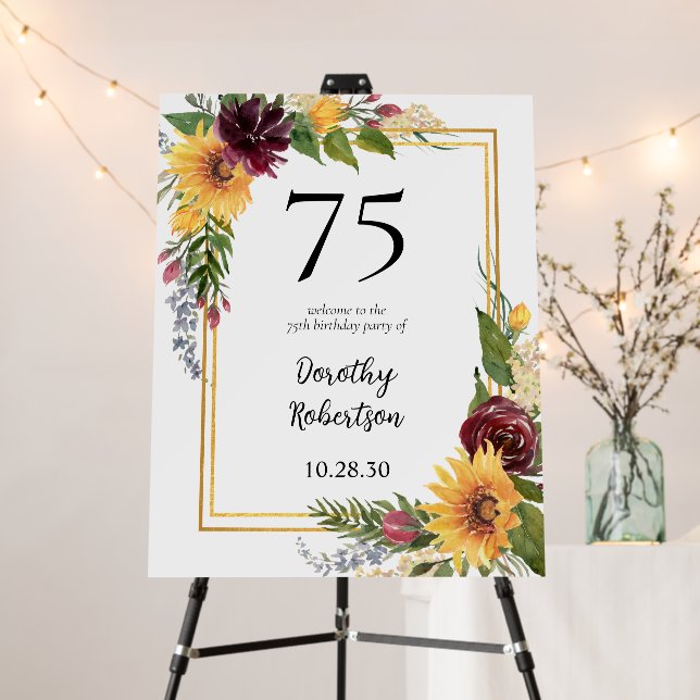 75th Birthday Sunflowers  Foam Board (In Situ (Stand))