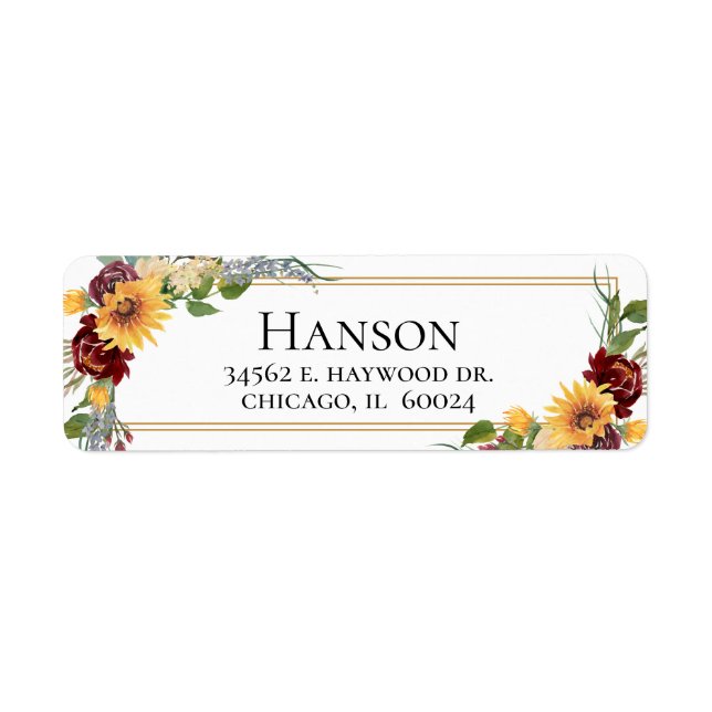 75th Birthday Sunflowers Return Address Label (Front)