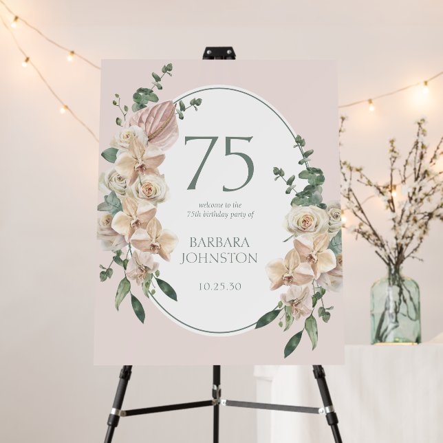 75th Birthday Tropical Floral Foam Board (In Situ (Stand))