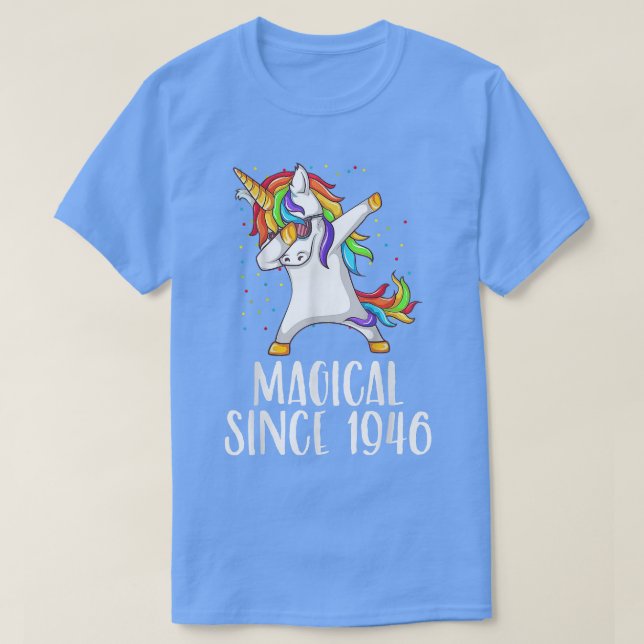 75th birthday, unicorn dab, Magical since 1946  T-Shirt (Design Front)