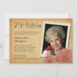 75th Birthday Vintage Daisy Photo Invitations at Zazzle