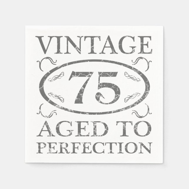 75th Birthday Vintage Paper Napkins (Front)