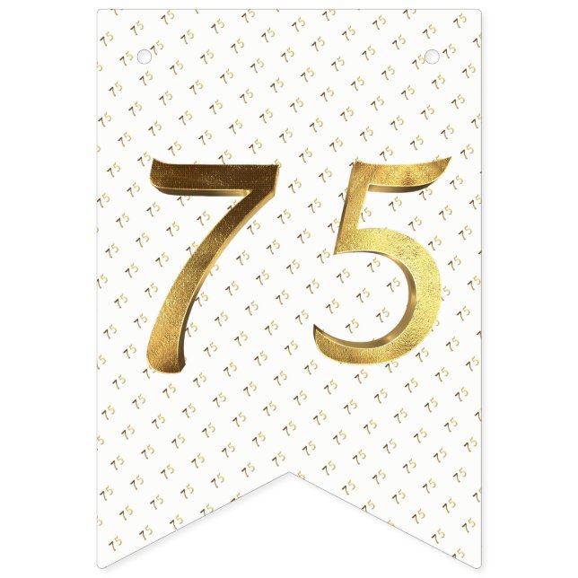 75th Birthday Wedding Anniversary Gold Number Bunting Flags (First Flag)