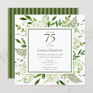 75th Birthday White Hydrangeas Invitation