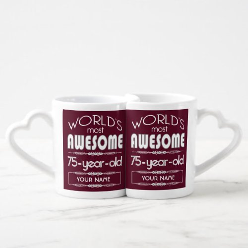 75th Birthday Worlds Best Fabulous Dark Red Coffee Mug Set