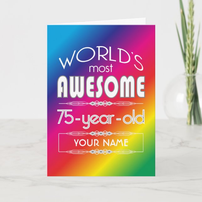 75th Birthday Worlds Best Fabulous Rainbow Card (Front)