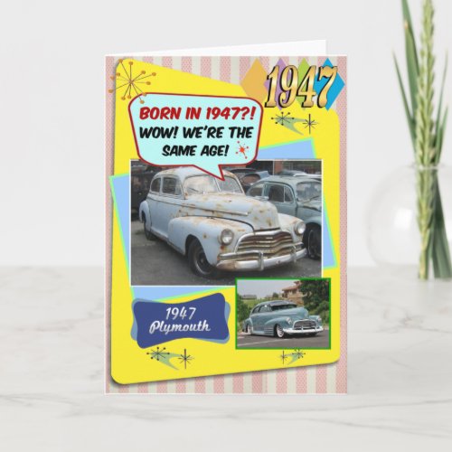 75th Birthday Wow same age as this 1947 DeSoto Card