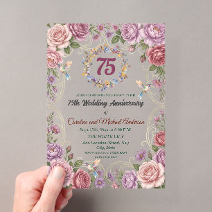 75th Blue Sapphire Wedding Anniversary Acrylic Invitations