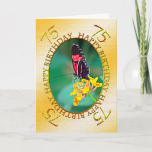 75th Butterfly and flower birthday card
