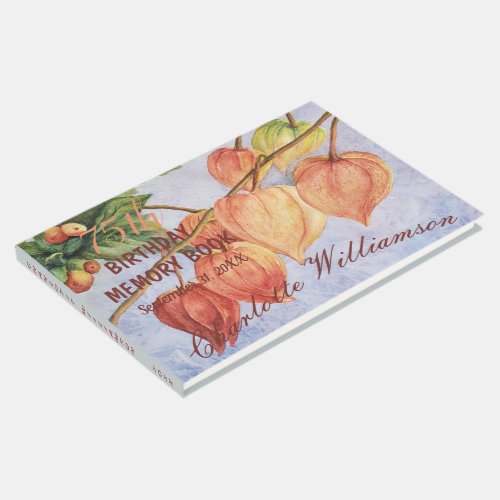 75th Chinese Lantern Floral Birthday Memory Guest Book