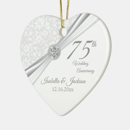 75th Diamond Wedding Anniversary Ceramic Ornament | Zazzle