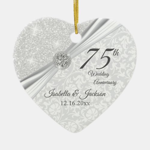 75th Diamond Wedding Anniversary Ceramic Ornament