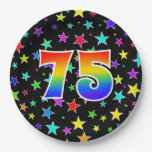 [ Thumbnail: 75th Event: Bold, Fun, Colorful Rainbow 75 Paper Plates ]