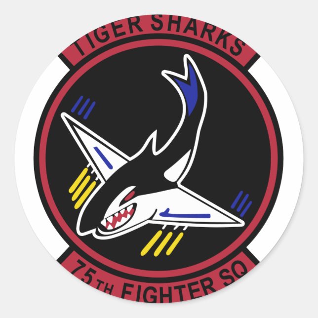 75th Fighter Squadron Tiger Sharks Classic Round Sticker (Front)