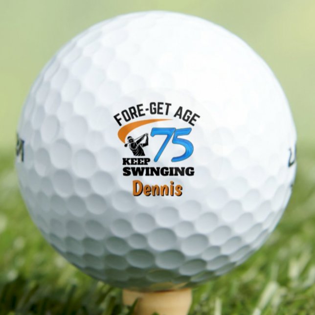 75th Gift for Dad Funny Blue Custom Golf Balls (Creator Uploaded)