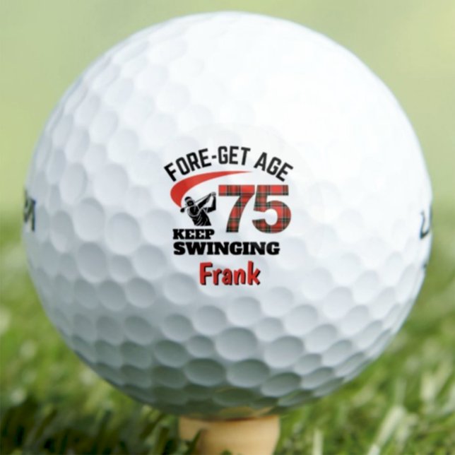75th Golf Gift for Uncle – FORE-get Age Red Plaid Balls (Creator Uploaded)