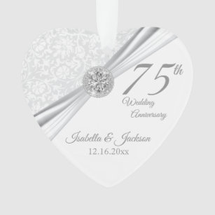 75th or 60th Diamond Wedding Anniversary Keepsake Ornament
