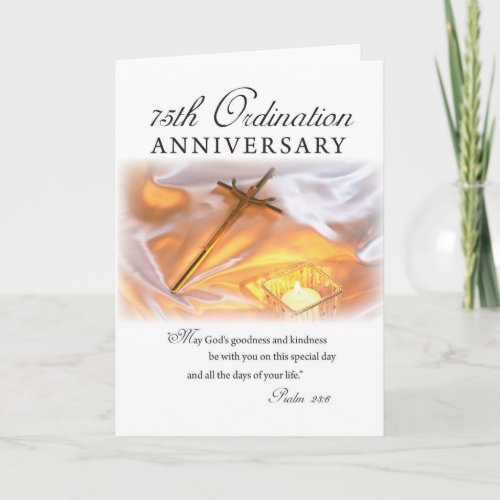 75th Ordination Anniversary Cross Candle Card