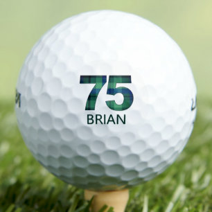 75th Plaid Gift for Neighbor - 75 and Legendary Golf Balls