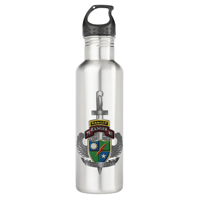 75th Ranger Regiment Afghanistan Veteran Stainless Steel Water Bottle (Front)