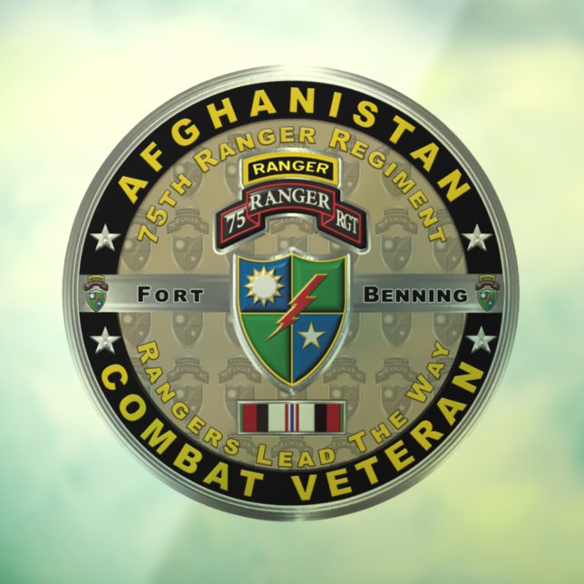 75th Ranger Regiment Afghanistan Veteran Window Cling (Sheet 3)