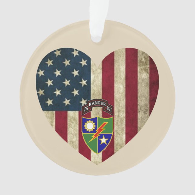 75th Ranger Regiment American Heart Flag Ornament (Front)