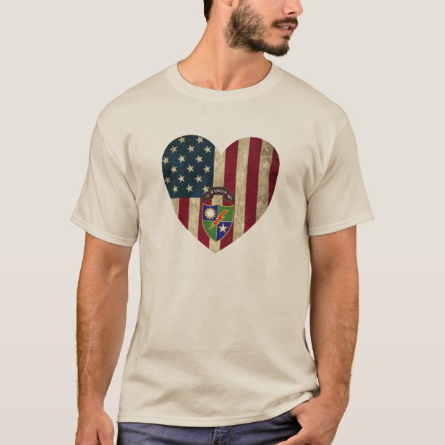 75th Ranger Regiment American Heart Flag T-Shirt (Front)
