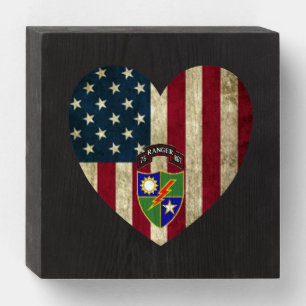 75th Ranger Regiment American Heart Flag Wooden Box Sign