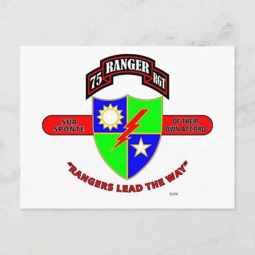 75TH RANGER REGIMENT ARMY RANGERS POSTCARD