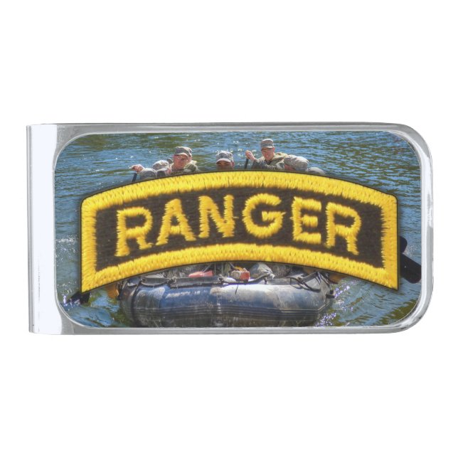 75th Ranger Regiment Army Rangers Silver Finish Money Clip (Front)
