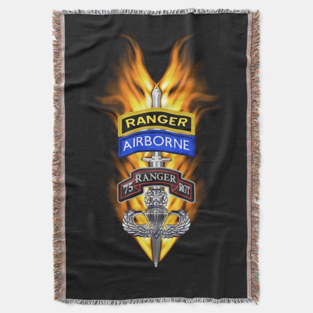 75th Ranger Regiment Awesome Rangers! Throw Blanket (Front Vertical)