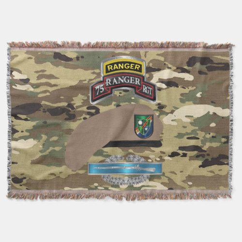 75th Ranger Regiment Combat Veteran Camo Throw Blanket