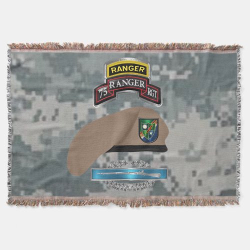 75th Ranger Regiment Combat Veteran Camo  Throw Blanket