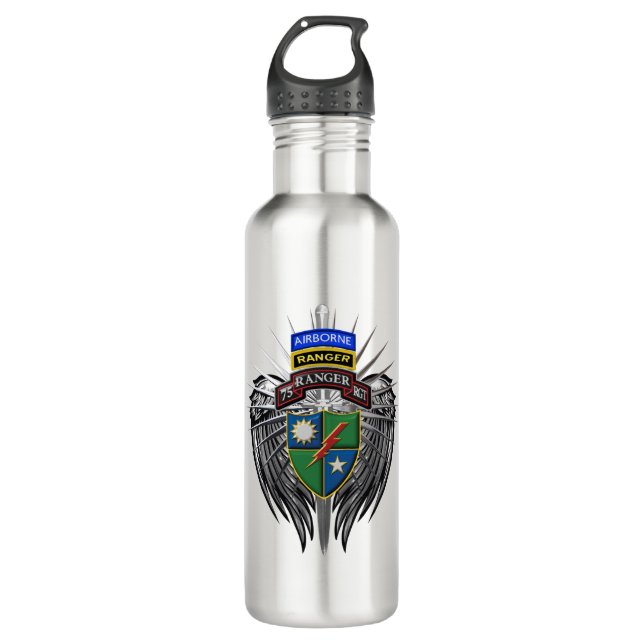 75th Ranger Regiment Custom  Stainless Steel Water Bottle (Front)