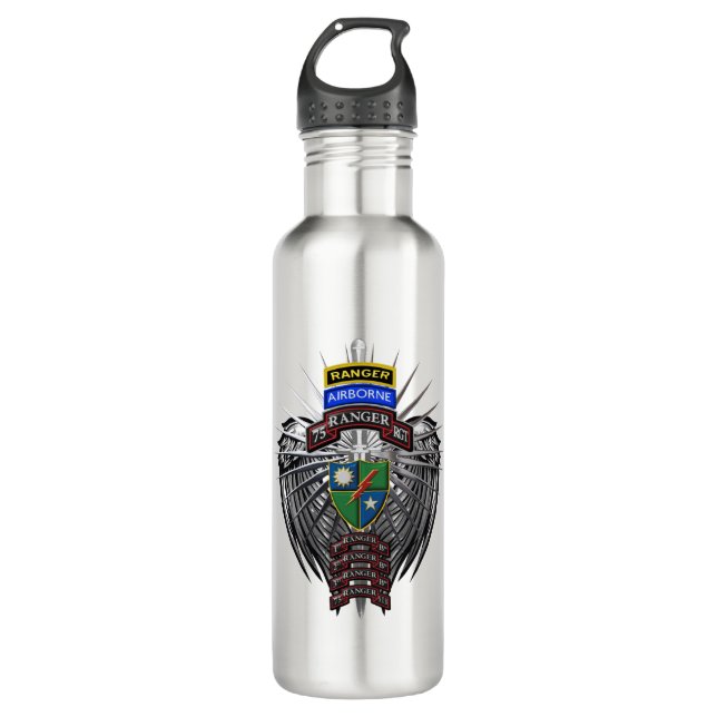 75th Ranger Regiment Custom  Stainless Steel Water Bottle (Front)