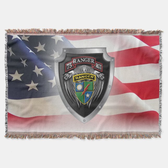 75th Ranger Regiment Customized Shield Throw Blanket (Front)