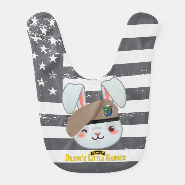 75th Ranger Regiment “Daddy’s Little Ranger Bunny” Baby Bib (Front)
